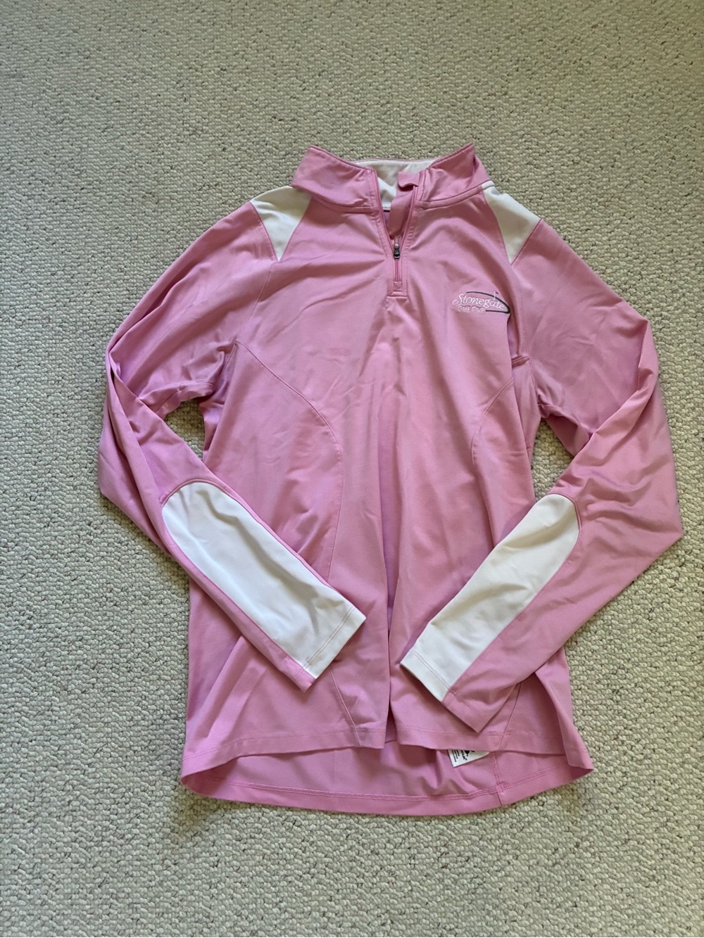 Under Armour Pink and White Quarter-Zip Pullover